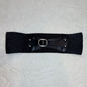 Banana Republic Black Woven Belt with Leather accents and Silver Buckle.